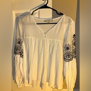 Loft Flowy White Shirt